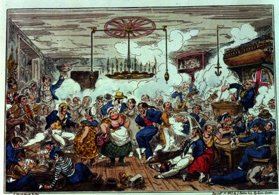 Zeelieden aan het feesten, gepubliceerd door James Robins en Co., 1 oktober 1825 door George Cruikshank